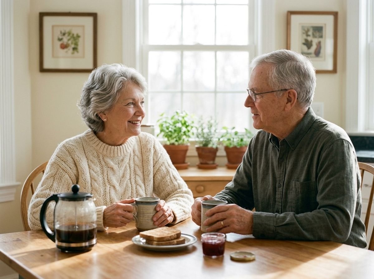 An older couple at a kitchen table